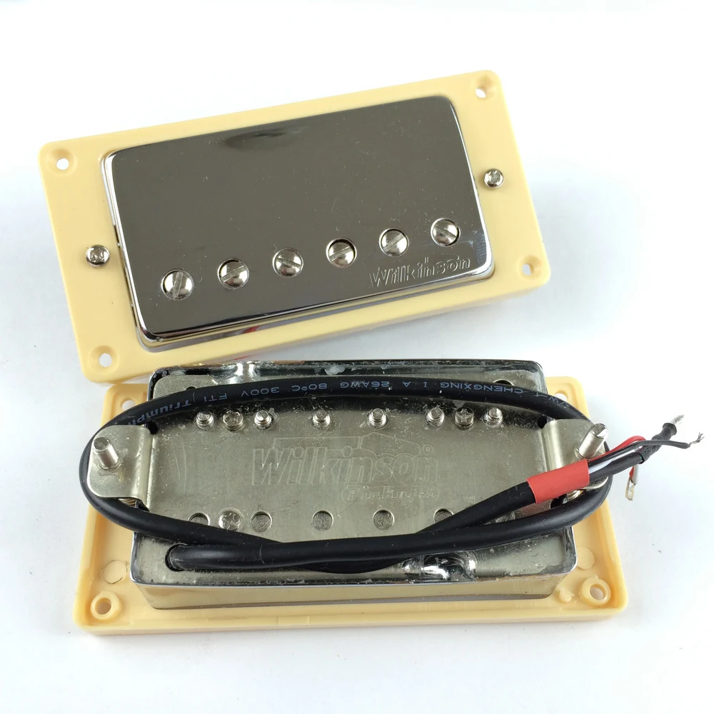 Nuovo Wilkinson Lp Sg Chitarra Elettrica Humbucker Pickups Neck & Bridge Wvc Argento Cromato Copertura In Oro Made In Corea