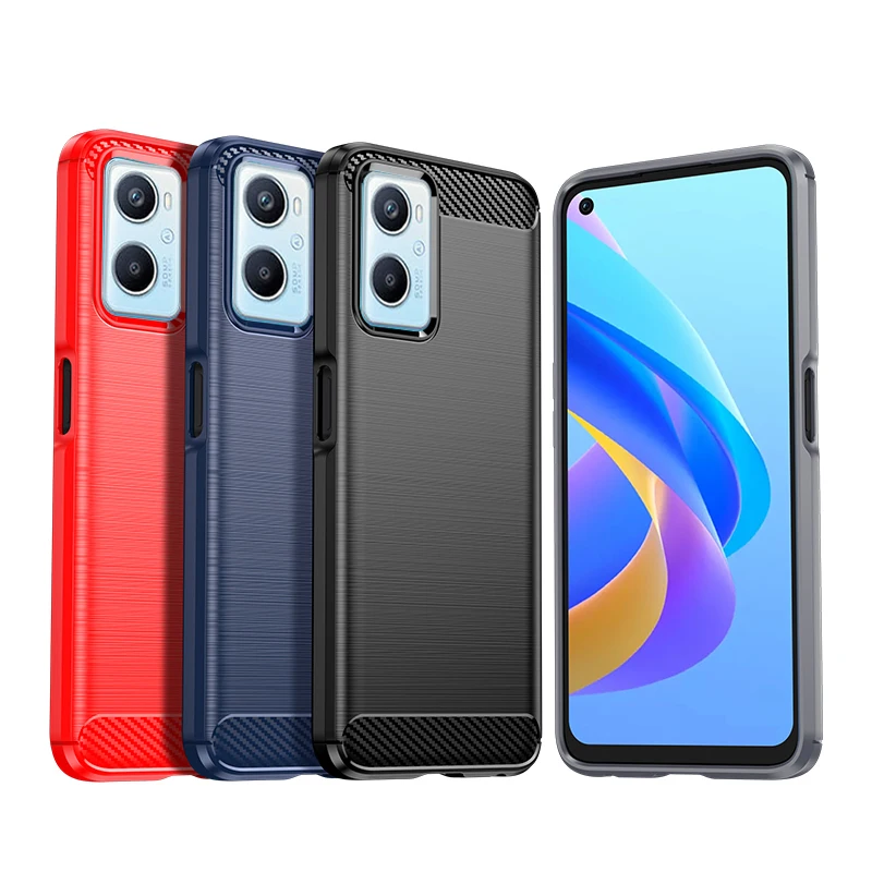 Per Oppo A96 Custodia Cover Per Oppo A96 Capas New Carbon Fiber Phone Back Bumper Antiurto Tpu Soft Per Cover Oppo A 96 A96 Fundas