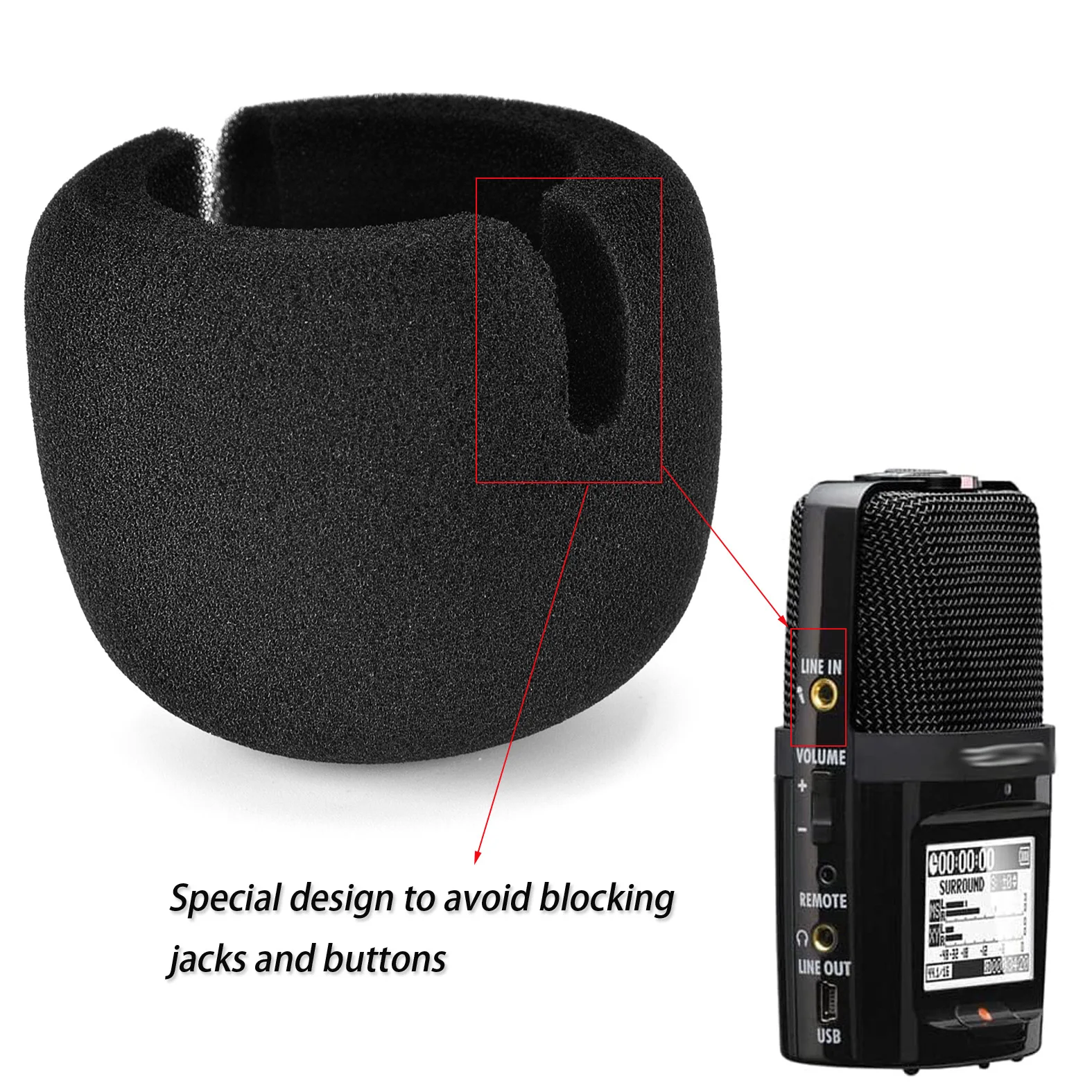 Per Zoom H2N Microfono Parabrezza Copertura In Spugna Microfono Nero Copertura Antipolvere Accessorio Micro-Telefono