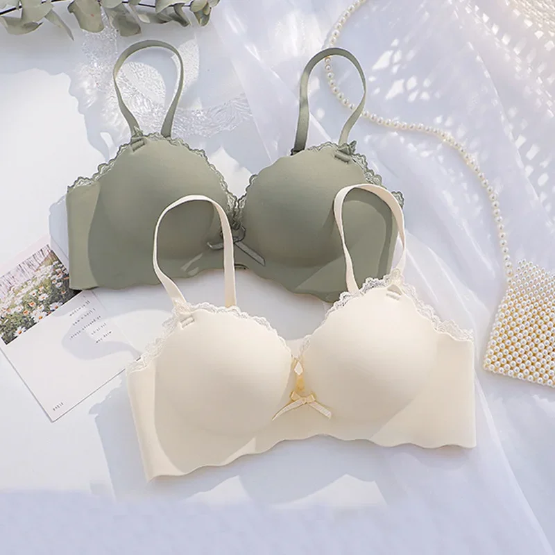 Reggiseno Push Up Intimo Per Donna Addensato 3Cm Piccolo Petto Raccolto Colore Caramella Senza Fili Bralette Intimo Da Donna Senza Cuciture