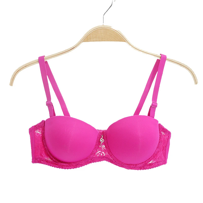 Mezza Tazza Petto Imbottito Sexy Pizzo Donna Reggiseno Regolazione Biancheria Intima Supporto Pushup Doppio Reggiseno Addensato Per Ragazza