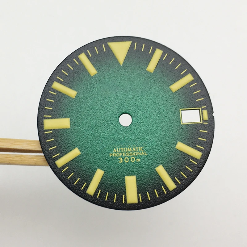 Gradient Blue 28.5Mm Nh35A Dial Green Luminous Watch Quadranti Per Nh35A Nh35 Orologio Con Movimento Automatico Modificato S Logo Dial