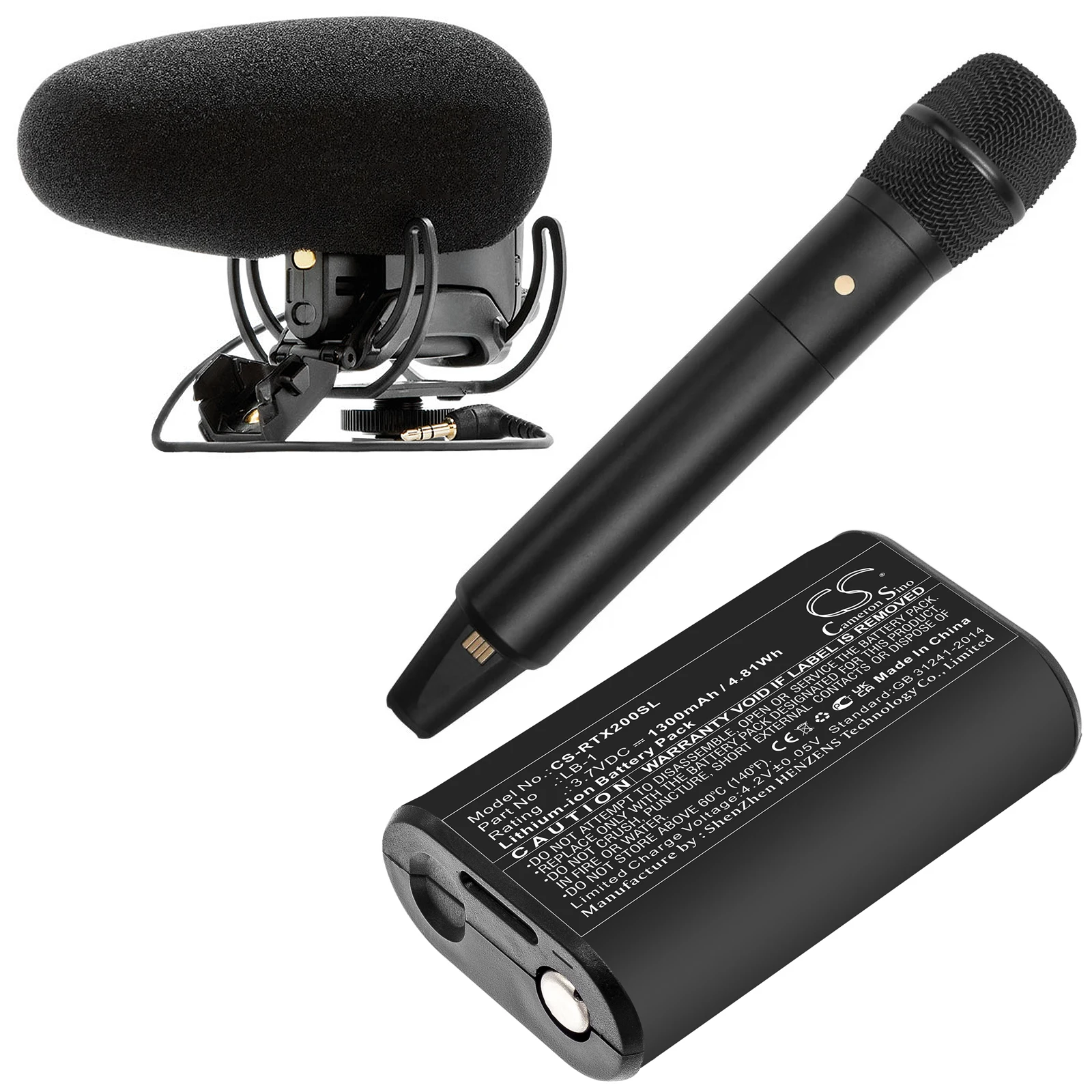 Batteria Cs 1300Mah Per Rode Lb-1 Performer Tx-M2 Videomic Pro +