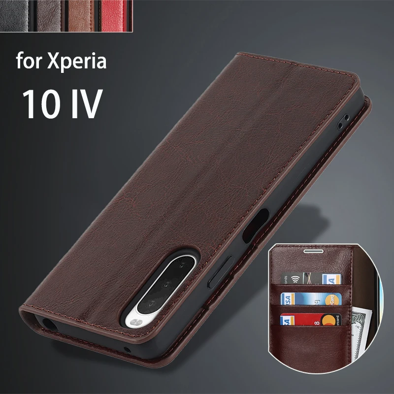 Custodia A Portafoglio Deluxe Per Sony Xperia 10 Iv Ii Custodia In Vera Pelle Premium Per Sony Xperia 10 Iii Flip Cover Bags Fundas Coque