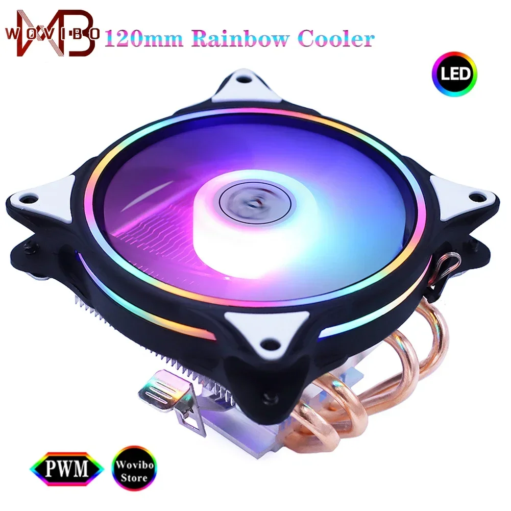 Wovibo Cpu Cooler 120Mm Fan Ventilador Pwm 4Pin Low Profile Lga 775 1150 1151 1155 1156 1200 1700 2011 X79 X99 Am4 Radiatore