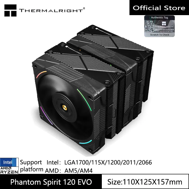 Thermalright Phantom Spirit 120 Evo Cpu Dissipatore Di Calore Wind -Cooler Supporta 1700/115X/Am5/Am4 7 Radiatore A Doppia Torre Per Tubi Di Calore