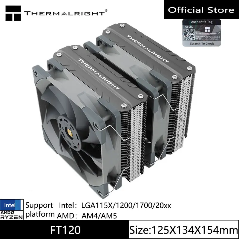 Thermalright Tr-Ft120 Radiatore Raffreddato Ad Aria 6 Tubi Di Calore Dual Towers Dual Fans Support Lga1700/115X/1200/Am4/Am5