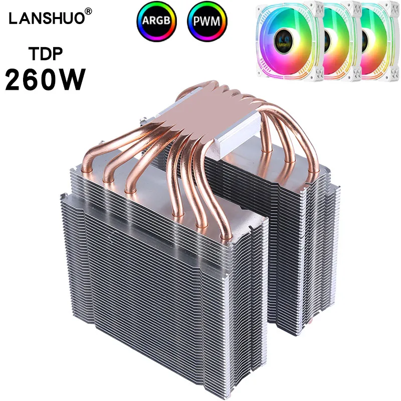 Argb120Mm Dual Tower High Performance 6 Heat Pipe Cpu Radiatore Pwm Ventola Per 115X 1200 1700 1356 1366 X99 2011 Am4Cpu Ventola Di Raffreddamento