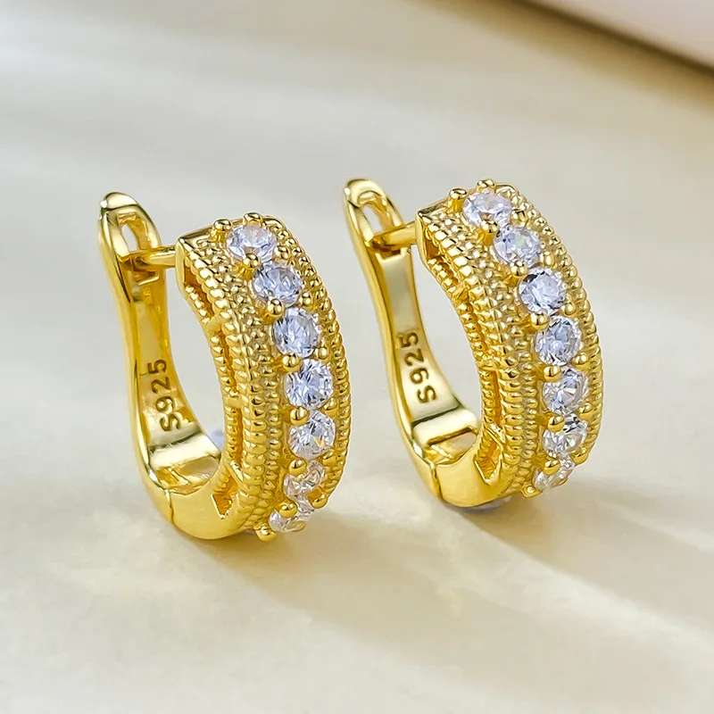 I Nuovi Orecchini Svasati Francesi In Argento S925 Re Retro Plce Style Light Luxury High-End Erring Con Elegante