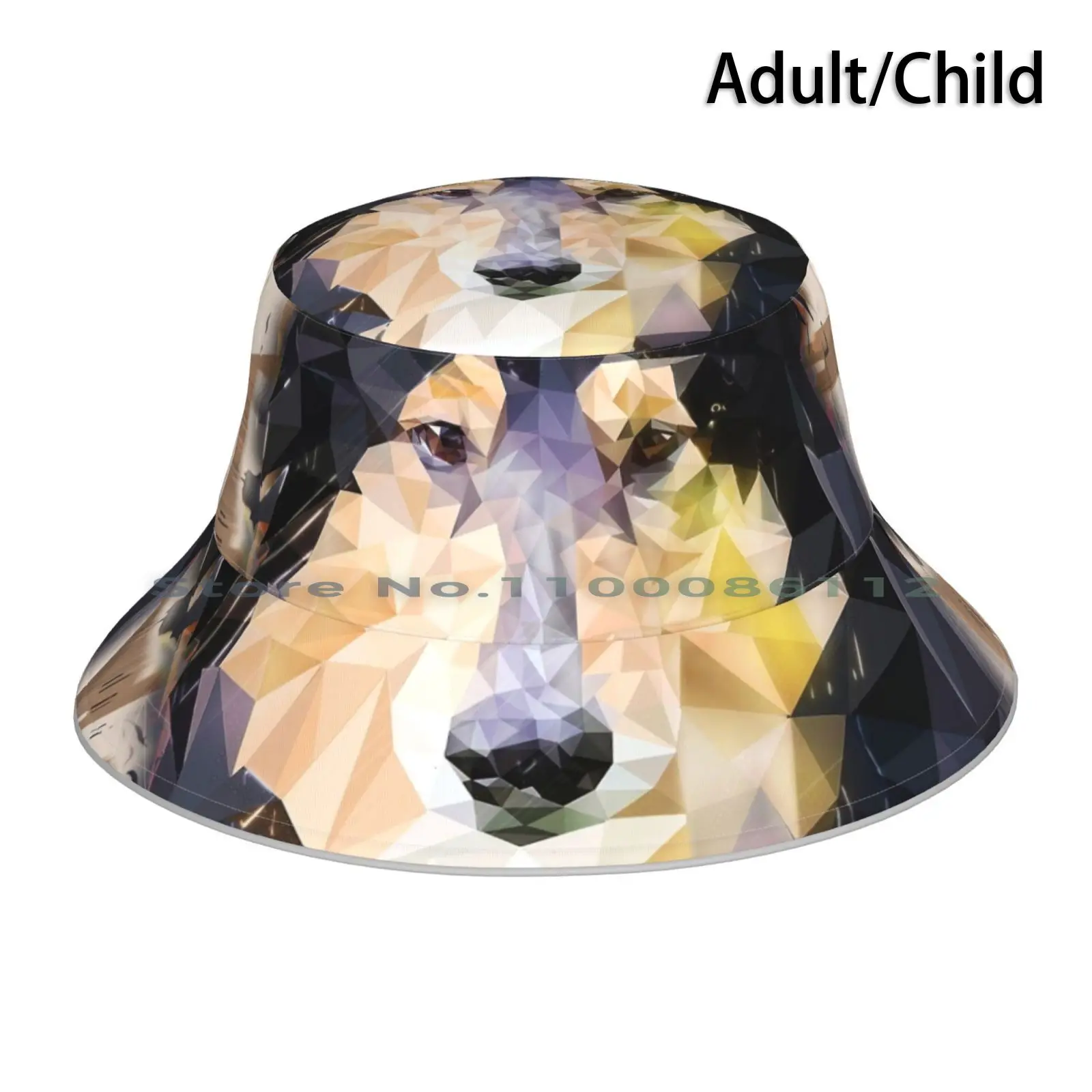 Collie ( Low Poly) Cappello Da Pescatore Cappello Da Sole Cane Lassie Canine Low Poly Color Animale Amico Astratto Ruvido Collie Pieghevole All'Aperto