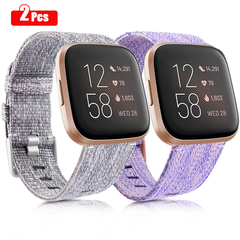 Cinturino In Nylon Intrecciato Da 2 Pezzi Per Cinturino Fitbit Versa 2 / Versa 1/Versa Lite Per Cinturino Fitbit Versa 2 1/Versa Lite