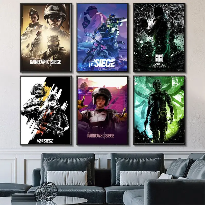 R-Rainbow S-Six S-Siege Autoadesivo Art Poster Whitepaper Sticker Fai Da Te Room Bar Cafe Decor Art Wall Stickers