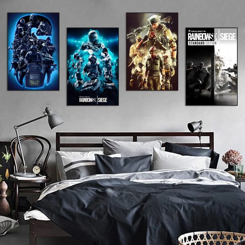 R-Rainbow S-Six S-Siege Poster Autoadesivo Art Poster Retro Kraft Paper Sticker Fai Da Te Room Bar Cafe Vintage Pittura Decorativa