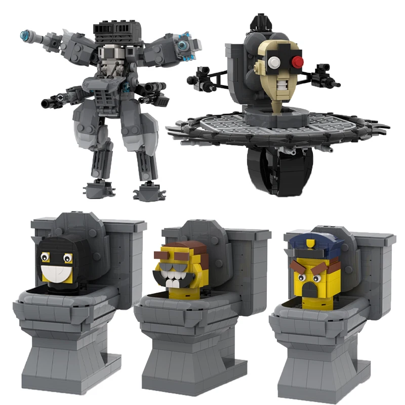 Buildmoc Mecha Police Toilets Man Camerman Building Blocks Set Game Skibidi Toilet Flying Buzzsaw Toilets Brick Toy Regalo Per Bambini