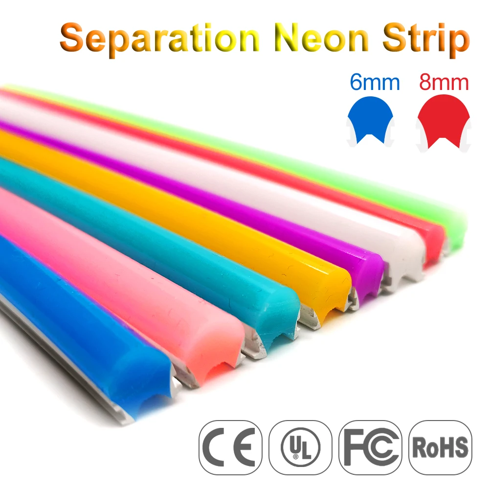 6Mm 8Mm Separazione Neon Strip Light Flessibile Pieghevole Silicone Forma S 120Led 2835Smd Led Tape Segno Fai Da Te Impermeabile Ip67 Dc12V
