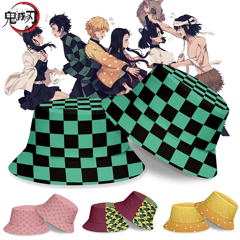Demon Slayer Cappello Da Pescatore Anime Figure Cosplay Bonnets Inosuke Zenitsu Nezuko Kamado Tanjirou Berretti Berretti Harajuku Beanie Hats