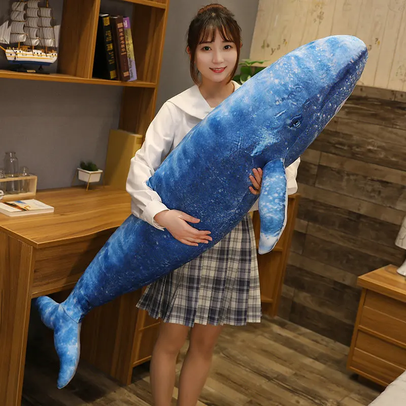 55-130Cm Giant Dream Whale & Shark Peluche Farcito Blue Whale Doll Cuscino Morbido Cuscino Per Divano Carino Regali Adorabili Per I Bambini