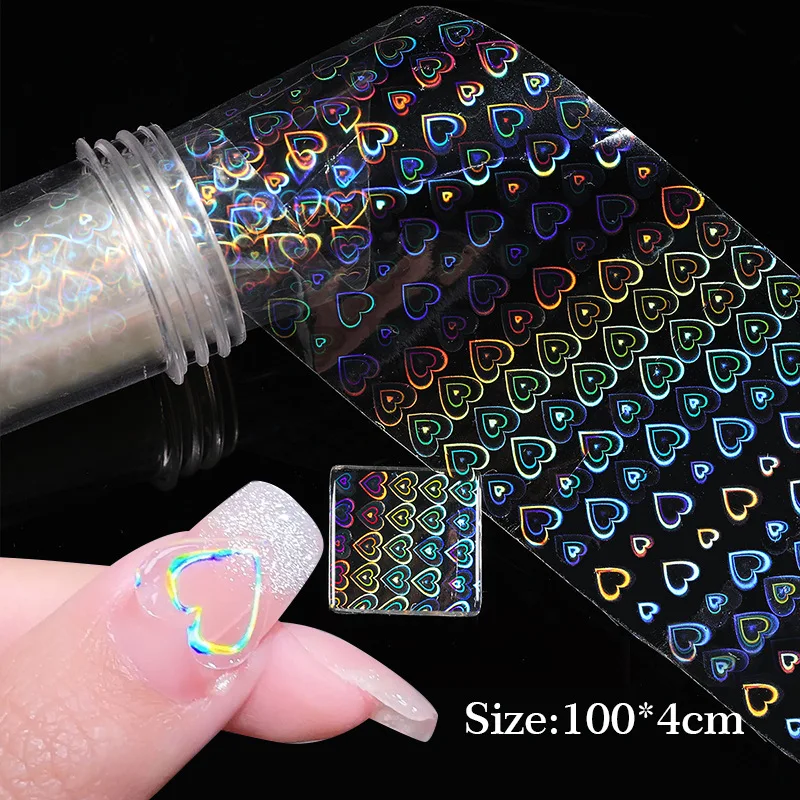Aurora Chrome Nail Heart Foil Effect Nail Stickers Water Ripple Water Ripple Marble Manicure Transfer Decalcomanie Nail Art Decor