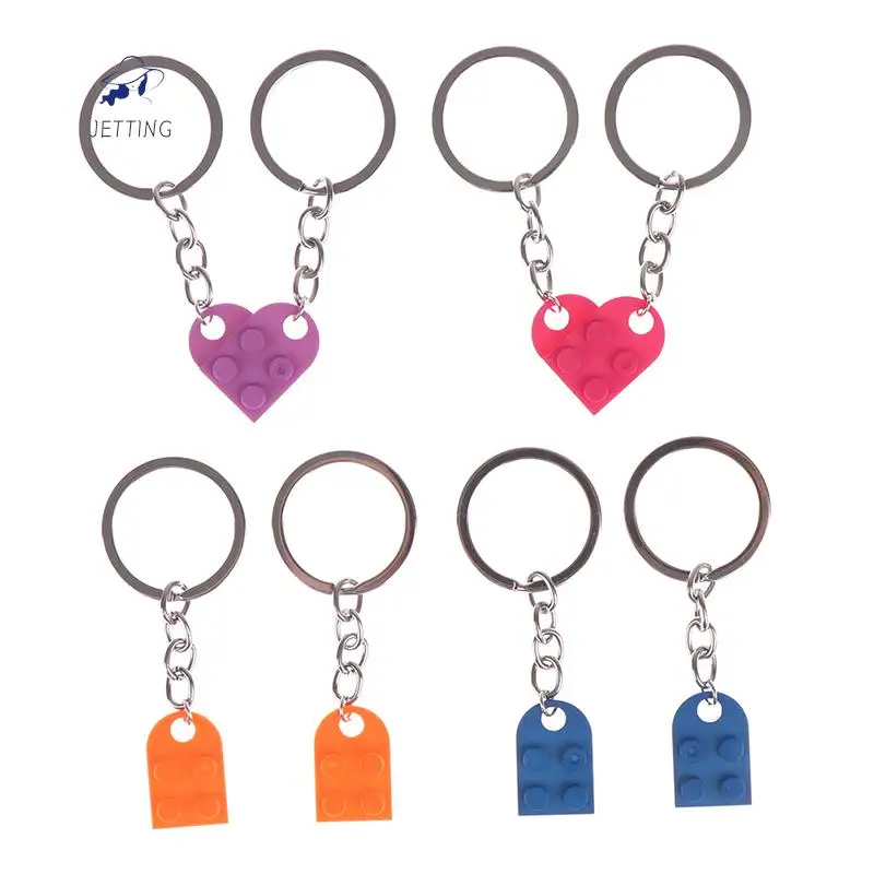 2Pcs Cute Love Heart Portachiavi In Mattoni Per Coppie Amicizia Donna Uomo Ragazza Ragazzo Lego Elementi Portachiavi Regalo Di Gioielli Di Compleanno