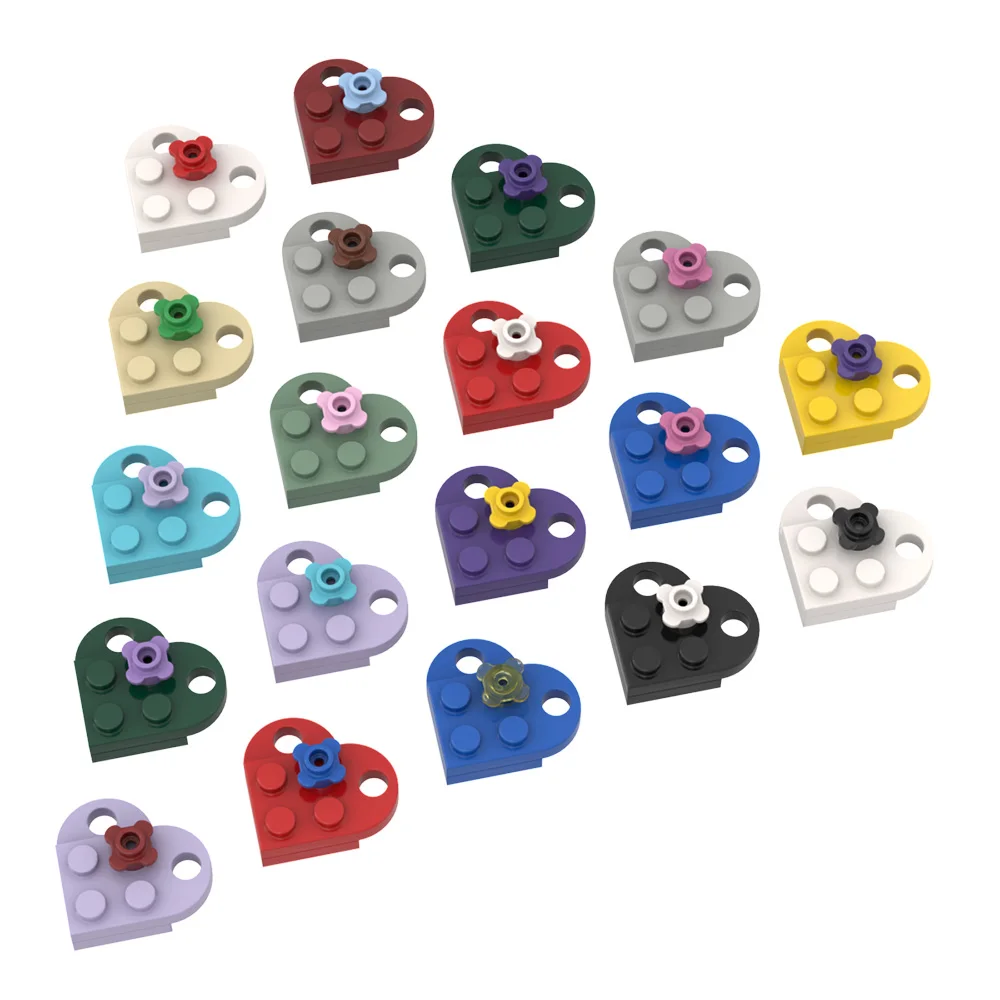 Moc 3176 Brick Heart Collana/Portachiavi Giocattoli 2X2 A Forma Di Cuore Multicolore Compatibile Giocattolo Educativo Regalo Per Bambini