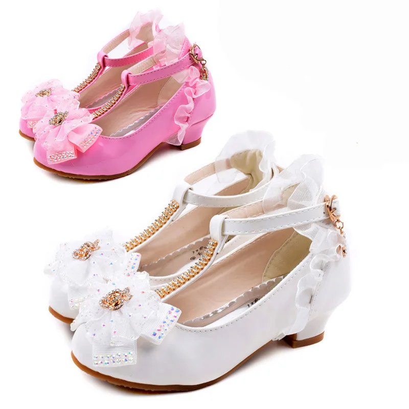 Bambini Tacco Alto Principessa Scarpe Da Ballo Eleganti Per Ragazze Bambino Matrimonio In Pelle Rosa Bambini Mary Jane Louboutin Scarpe Da Festa Femmi