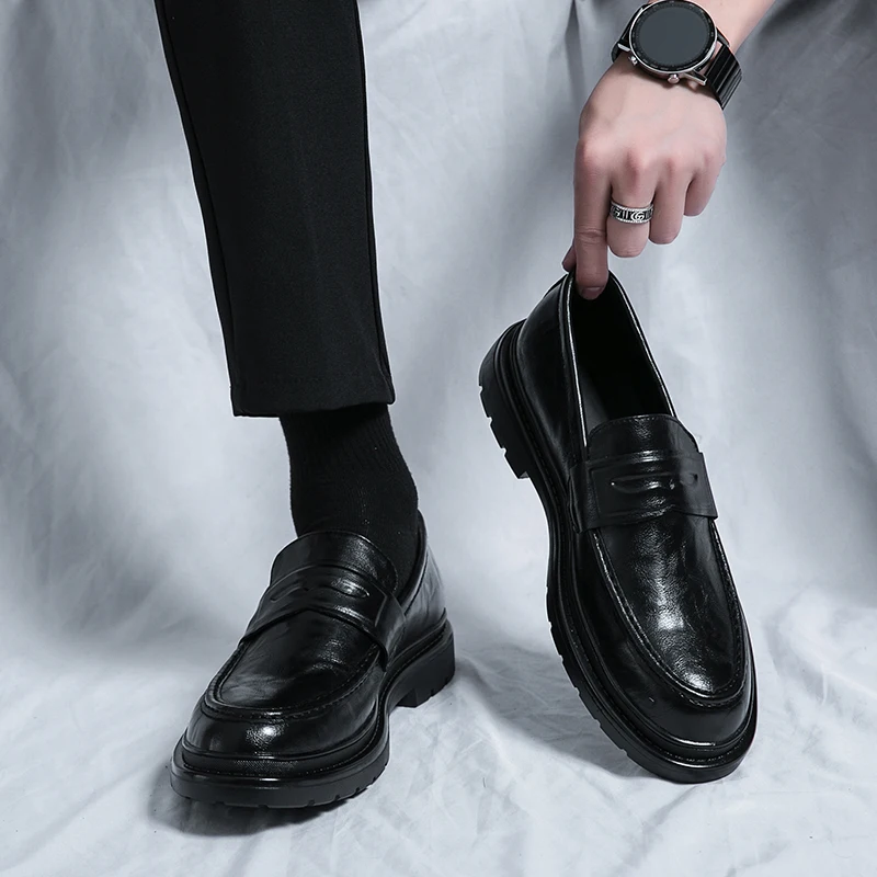 Nuove Scarpe Da Lavoro Nere Con Fondo Spesso Da Uomo Scarpe Casual Traspiranti Scarpe Eleganti Da Uomo Fatte A Mano Scarpe Da Ufficio