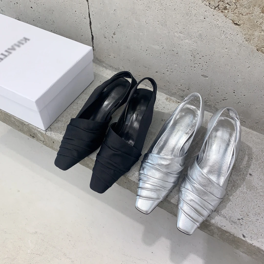 Fatto A Mano, Scarpe Da Donna Di Marca Di Lusso, Logo Personalizzato, Mary Jane, Sandalo Pieghettato, Pelle Bovina, Tacco Alto, Louboutin, Tessuto Di 