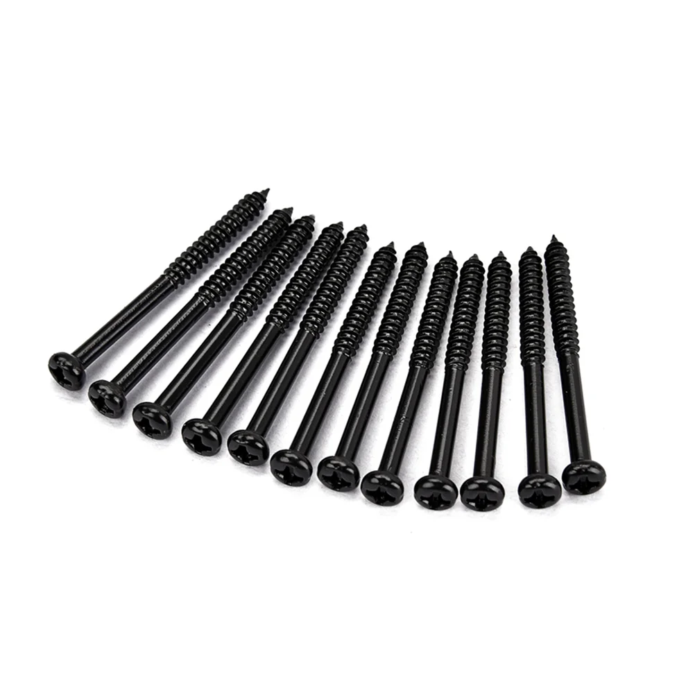 12 Pcs Bass Pickup Viti Di Montaggio Accessorio Strumento Per Pickup Pb Jb P90 (Nero)
