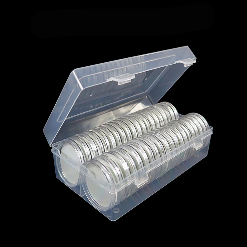 60 Celle Clear Collection Capsule Di Monete 46Mm Trasparente Eagle Coin Protector Case Storage Box Portamonete Rotondi Contenitori