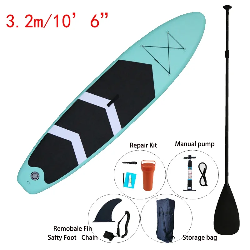10'6 "Ft Sup Board Gonfiabile Stand Up Board Paddle Con Antiscivolo Surf Longboard Gonflable Wakeboard Skateboard Paddleboard
