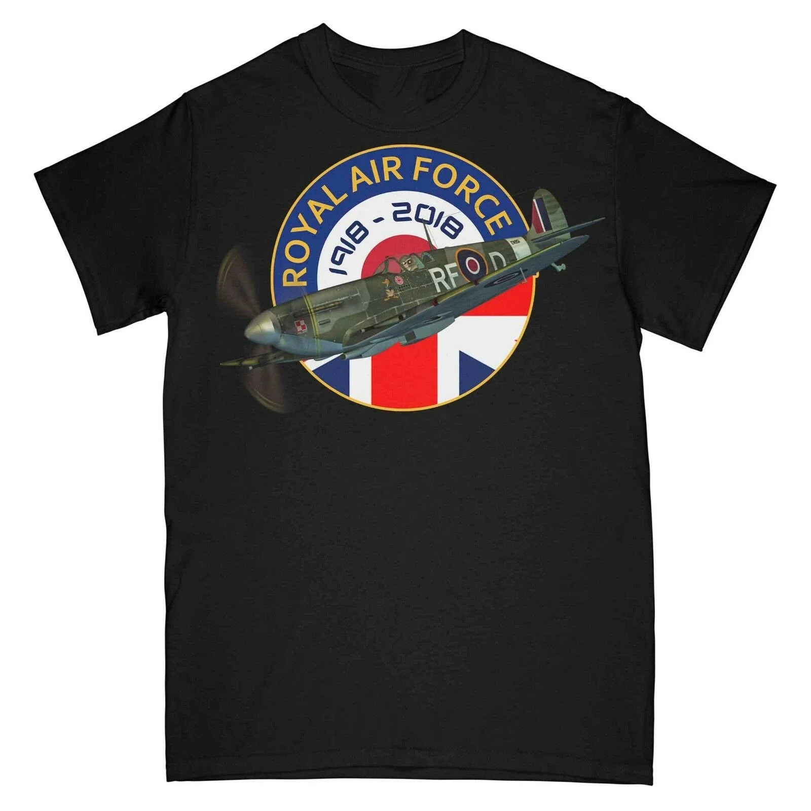 Vintage Raf Centenary Union Jack Flag Spitfire Fighter T-Shirt 100% Cotone O-Collo Manica Corta Casual T-Shirt Da Uomo Taglia S-3Xl