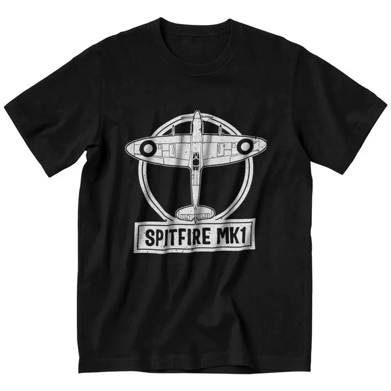 Spitfire Mk.1 Gum Uk British Wwii Tshirt Uomo T-Shirt A Maniche Corte Supermarine Fighter Plane Pilot Aircraft T-Shirt Cotton Tee