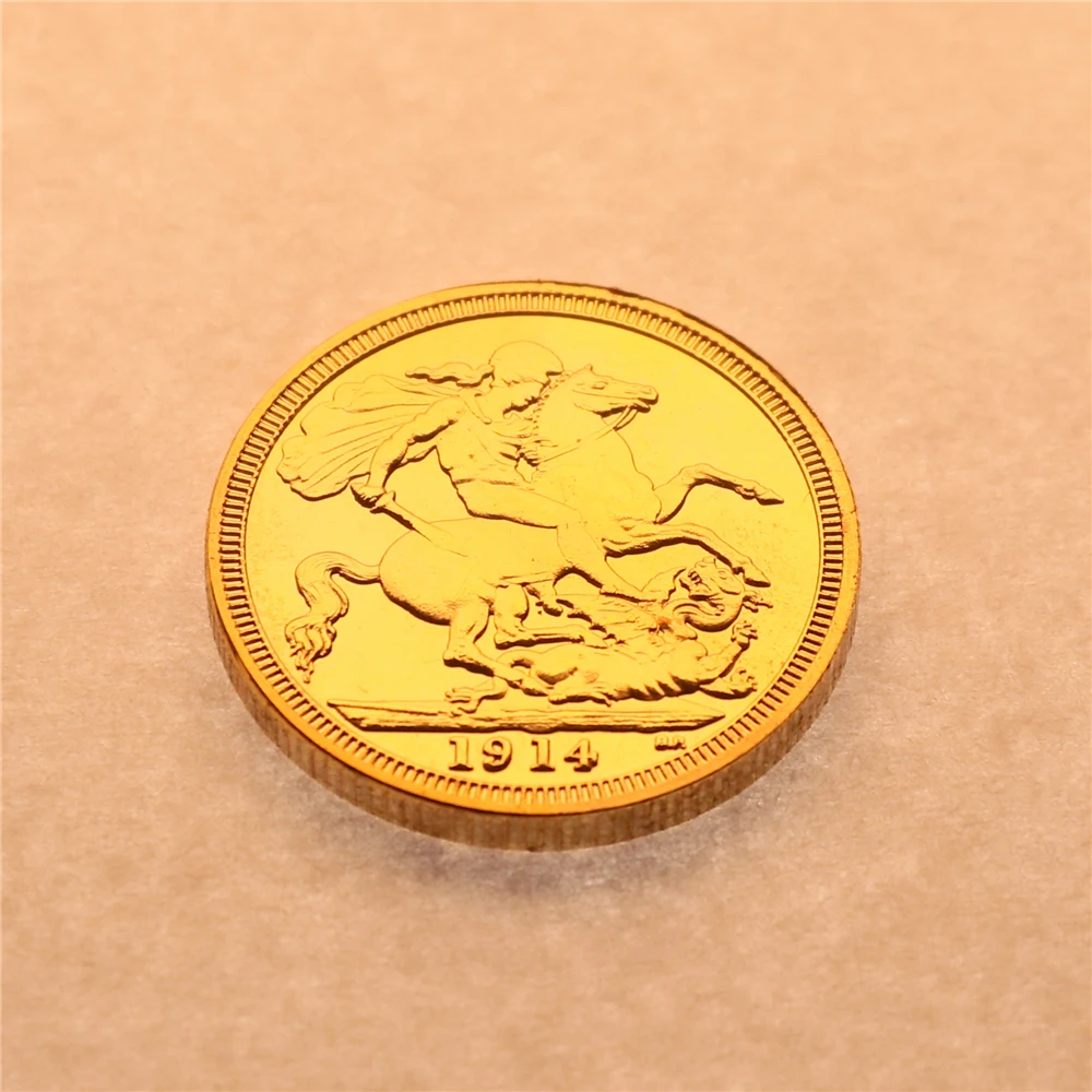 1914 King George V 22Ct Moneta Semisovrana D'Oro, 22.05*1.8Mm, Spedizione Gratuita 50 Pz/Lotto 1914 Moneta George V