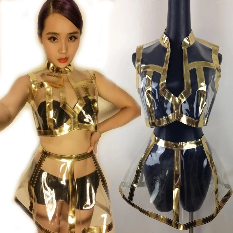 Set Da 2 Pezzi Nightclub Bar Dj Singer Stage Outfit Modern Singer Party Show Prospettiva Top Minigonna