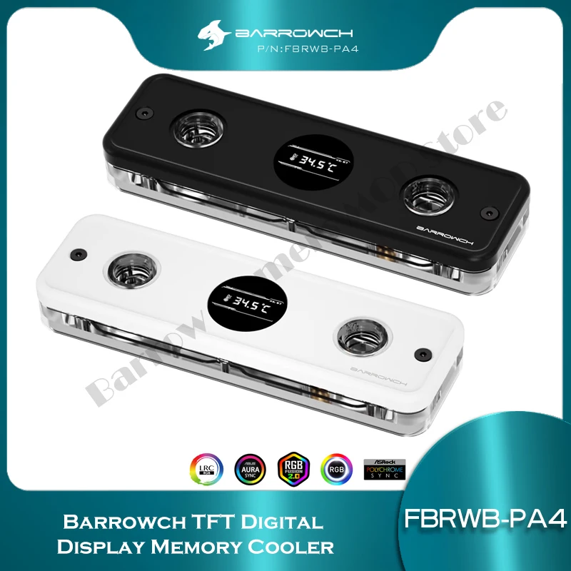 Barrowch Ram Water Block Ddr5 Ddr4 Radiatore Di Memoria 5V Rgb Sync Temperatura Display Tft Monitor Fbrwb-Pa4