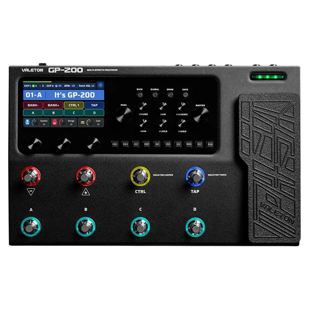 Valeton Gp-200 Chitarra Bass Amp Modellazione Ir Simulazione Multi-Effetti Con Adattatore Di Alimentazione Ue/Usa Fx Loop Midi I/O Expression Pedal