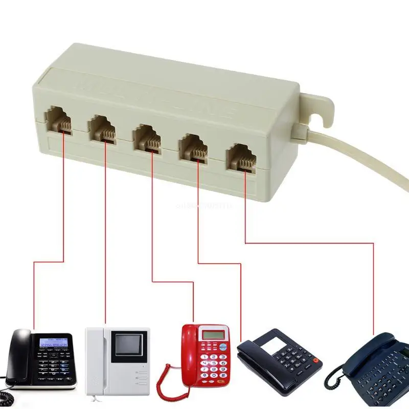 Rj11 6P4C Maschio A 5 6P4C Femmina Adattatore Splitter Per Telefoni Fax Modem Dropship