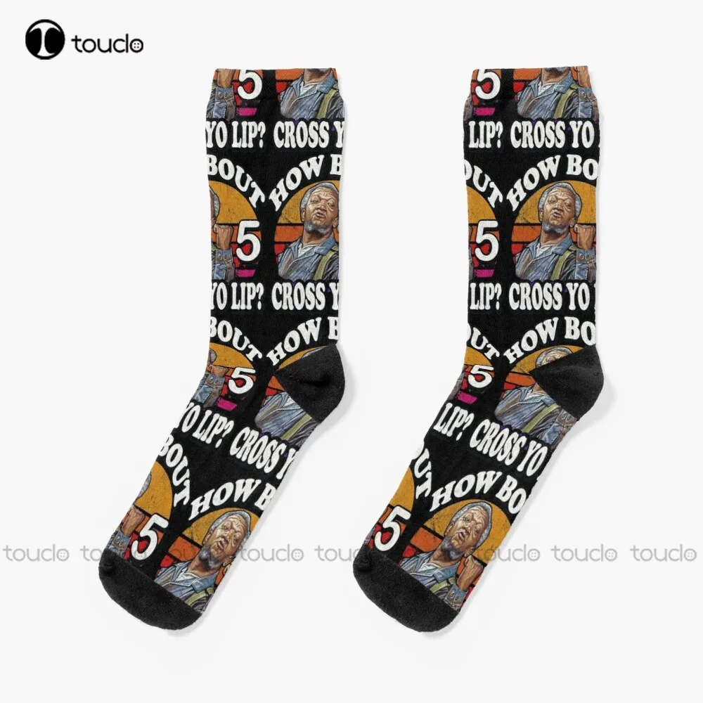 Bout 5 Cross Yo Lip Fred Vintage Fred Sanford Sanford And Son Socks Calzini Lunghi Neri Calzini Unisex Per Adolescenti Adulti Personalizzati