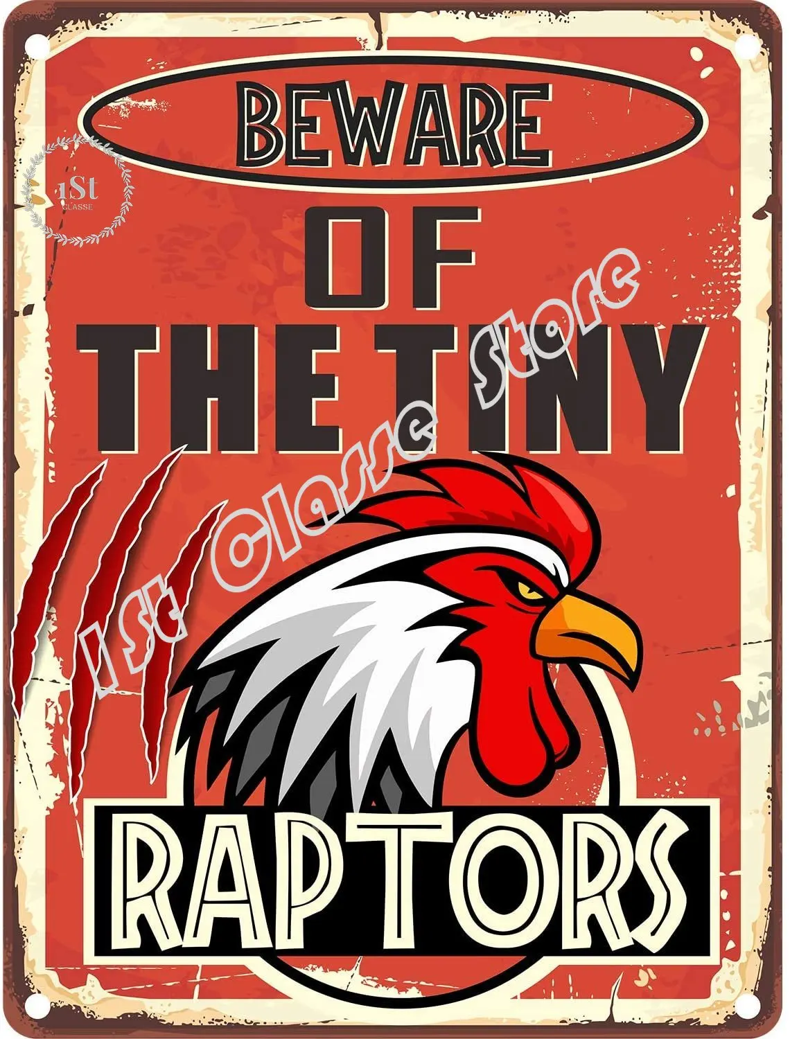 Incredibili Adesivi Attenzione Ai Piccoli Raptors - Cartel De Metal Para De Gallinas, De Gallinas