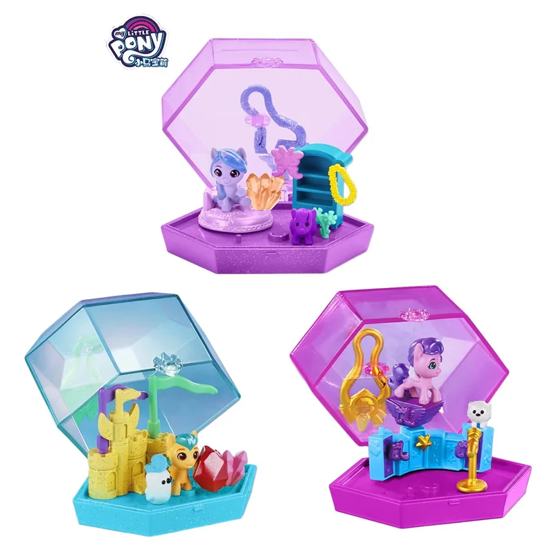 Y My Little Pony Crystal Keychian Mini World Magic Hitch Trailblazer Izzy Moonbow Princess Petals Doll Toys Collect Figure