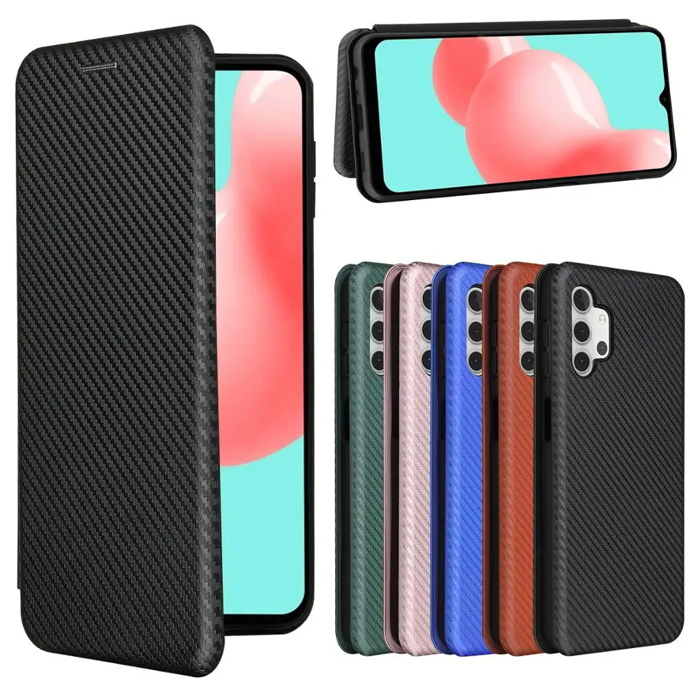 Per Samsung Galaxy A32 Custodia Custodia In Pelle Flip In Fibra Di Carbonio Per Samsung Galaxy A32 A 32 Galaxy A32 5G Cover
