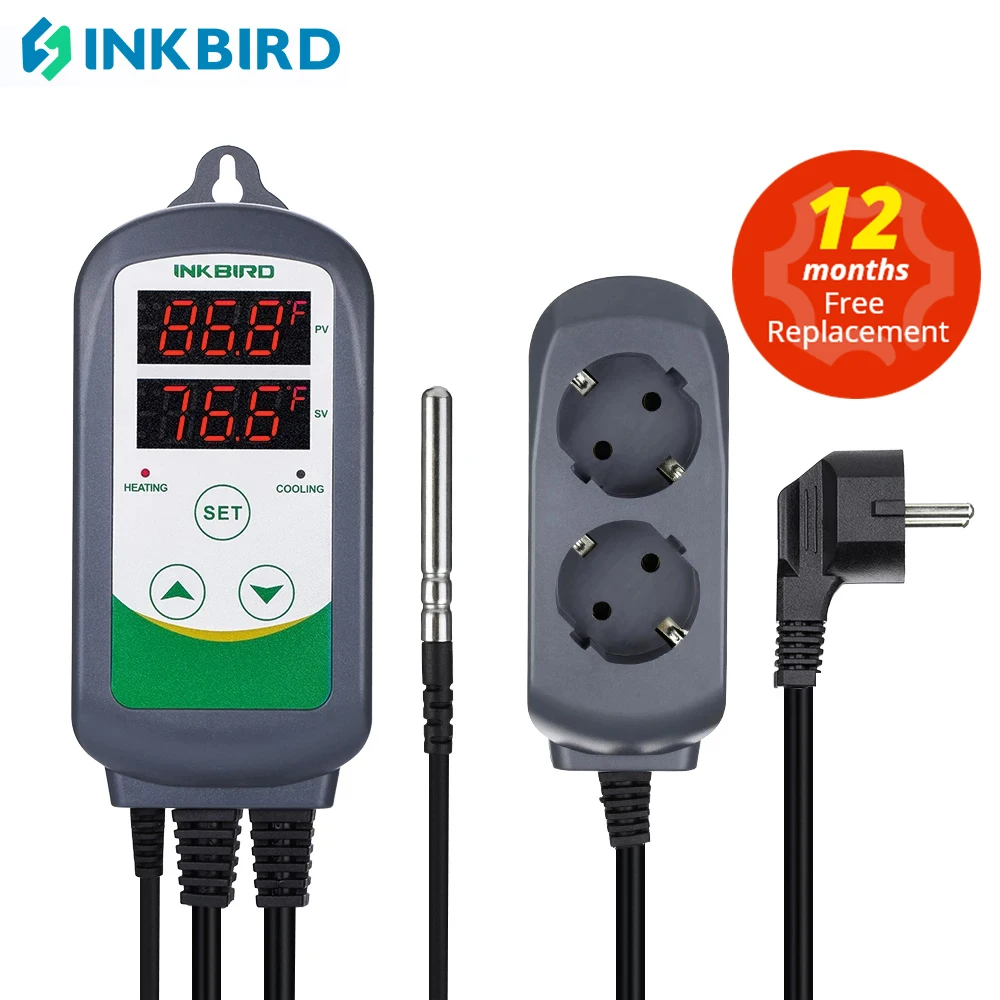 Inkbird Itc-308 Regolatore Di Temperatura A Doppio Relè Di Riscaldamento E Raffreddamento, Carboy, Fermentatore, Temp. Terrario Serra. Di Controllo