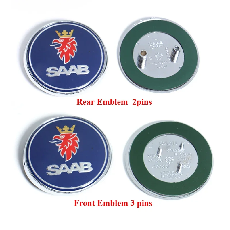 68Mm 2 3 Pin Saab Cofano Anteriore Per Auto Cofano Logo Posteriore Tronco Paraurti Badge Per Saab 9 3 9 5 9-3 9-5 Saab Emblem Sticker Accessori