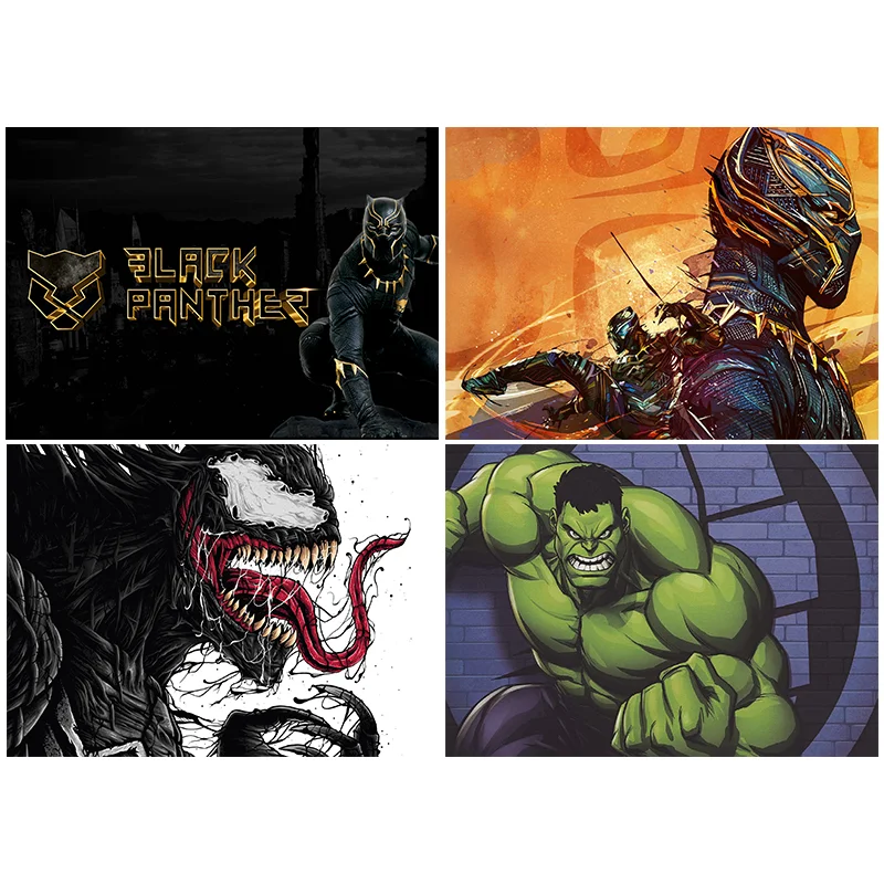 Marvel Venom Black Panthe Hulk Photo Background Boy Birthday Party Cospaly Photography Cake Table Decoration Studio Booth Puntelli