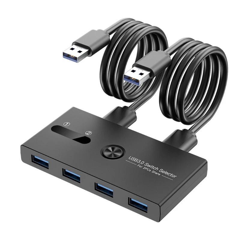 Selettore Interruttore Usb 3.0 Adattatore Switcher Kvm 4 Porte Hub Scatola Switcher Usb Per Stampante Scanner Pcs Un Pulsante 2 Cavi