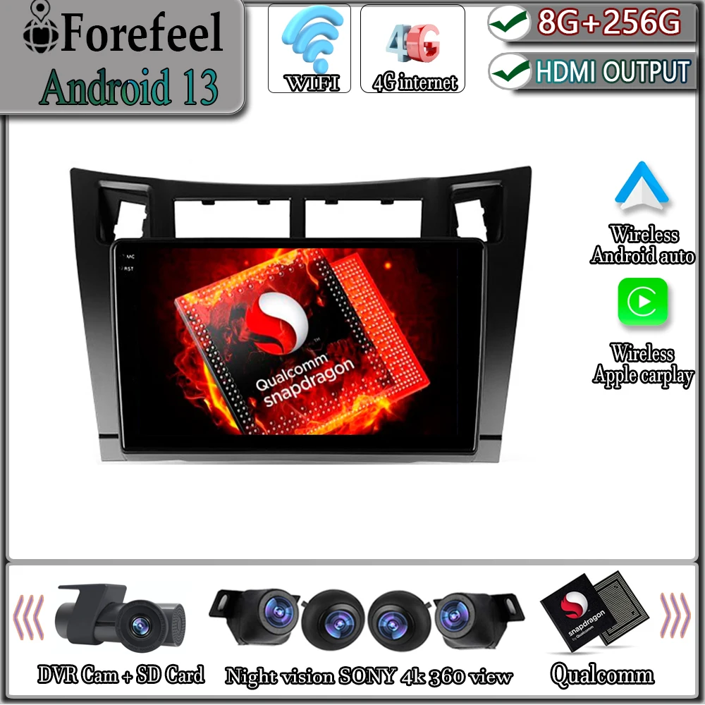 Android 13 Per Toyota Yaris Xp90 2005 - 2012 Dsp Rds Monitor Screen Autoradio Navigazione Gps Video Multimedia 2Din Electronics