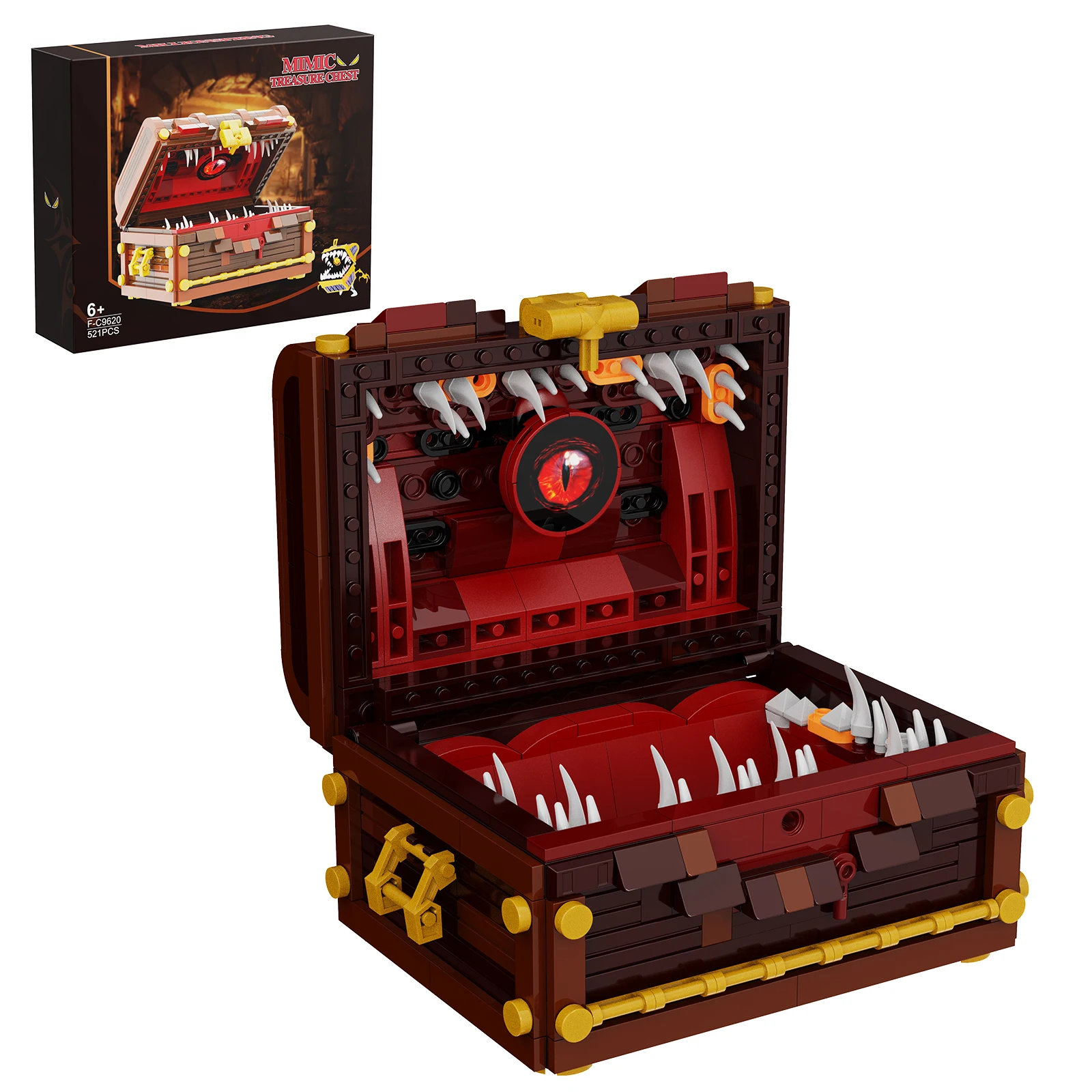 Moc Treasure Chest Monster Multi-Tooted Cannibal Box Building Blocks Set Game Role Assembly Brick Toys Regalo Di Natale Di Compleanno