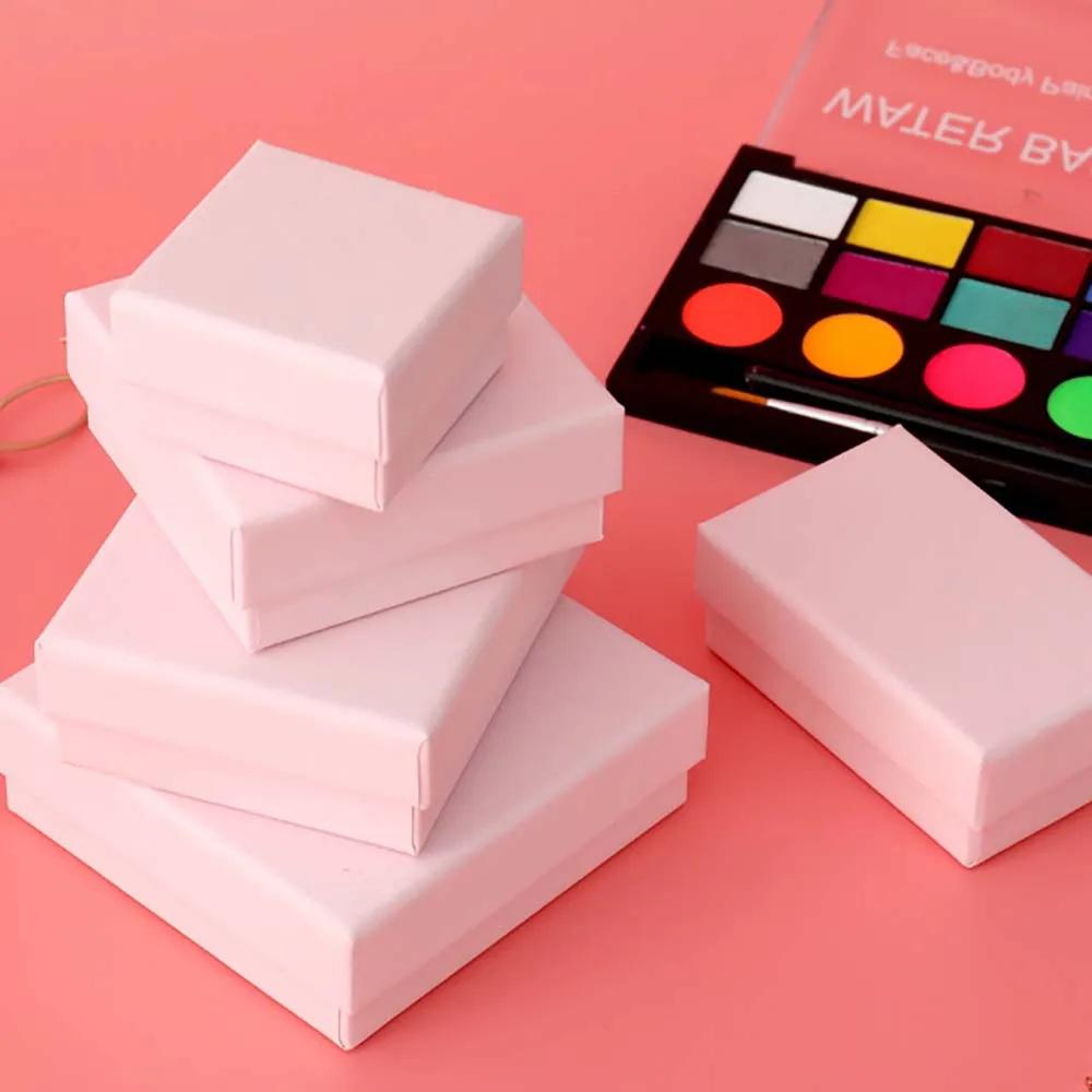 10 Pz Rosa Portagioie Orecchino Gioielli Imballaggio Collana Anelli Scatola Organizer Carta Cartone Gioielli Display Confezione Regalo Cartone
