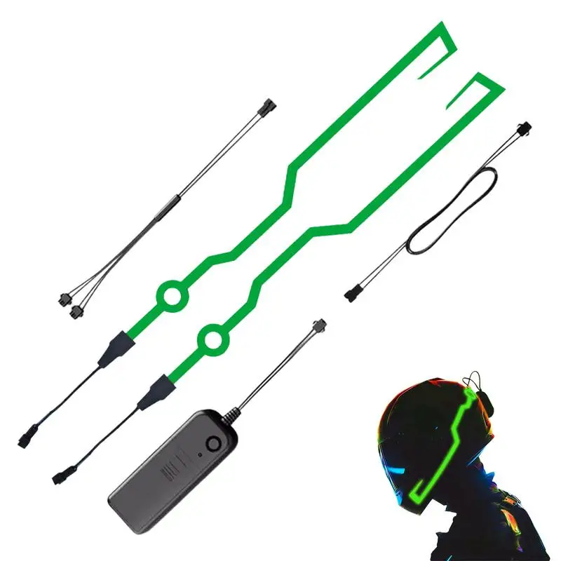 2 Pezzi Moto Helm Light Strip Night Riding Cold Light Stickers Lampeggiante Safe Night Driving Decoration Helm Light Strip