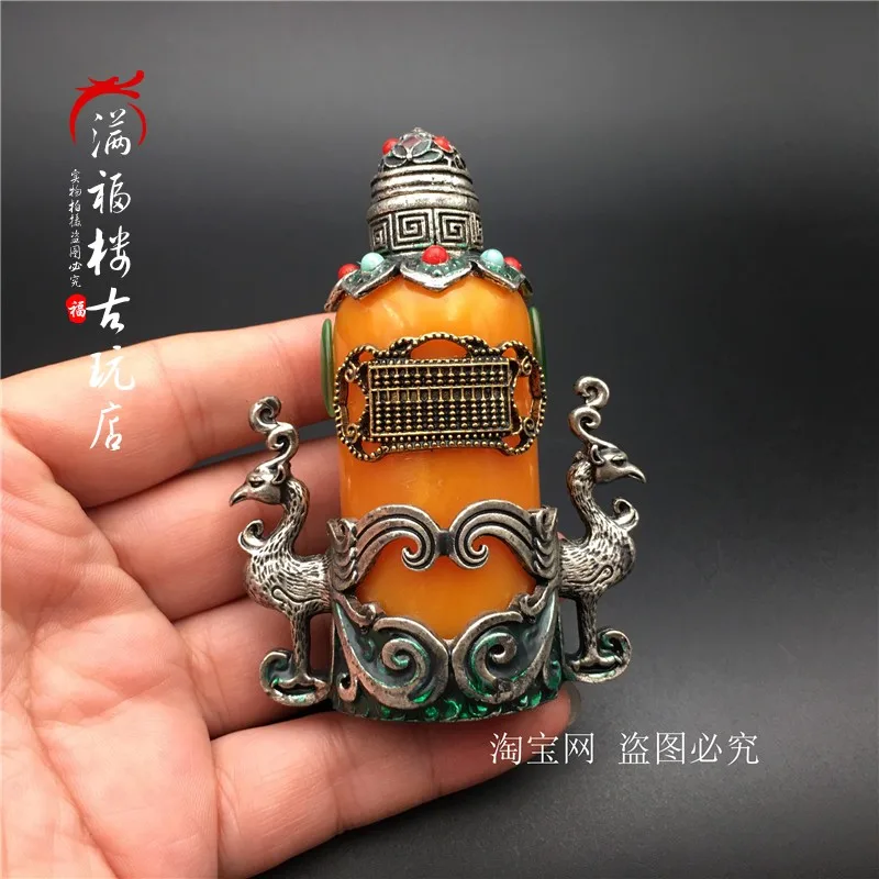 Vari Set Di Sigarette In Argento Con Cucchiaio Snuff Bottle Double Sided Jade Dragon Phoenix Collection Sigaretta